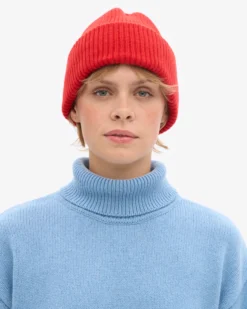 Merino Wool Hat - Red Tangerine