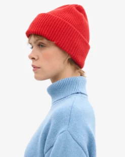 Merino Wool Hat - Red Tangerine