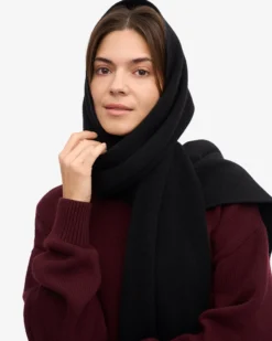 Merino Wool Scarf - Deep Black