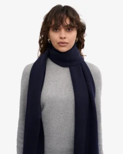 Merino Wool Scarf - Navy Blue