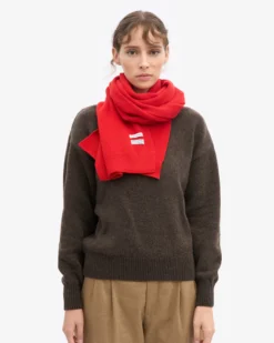 Merino Wool Scarf - Red Tangerine