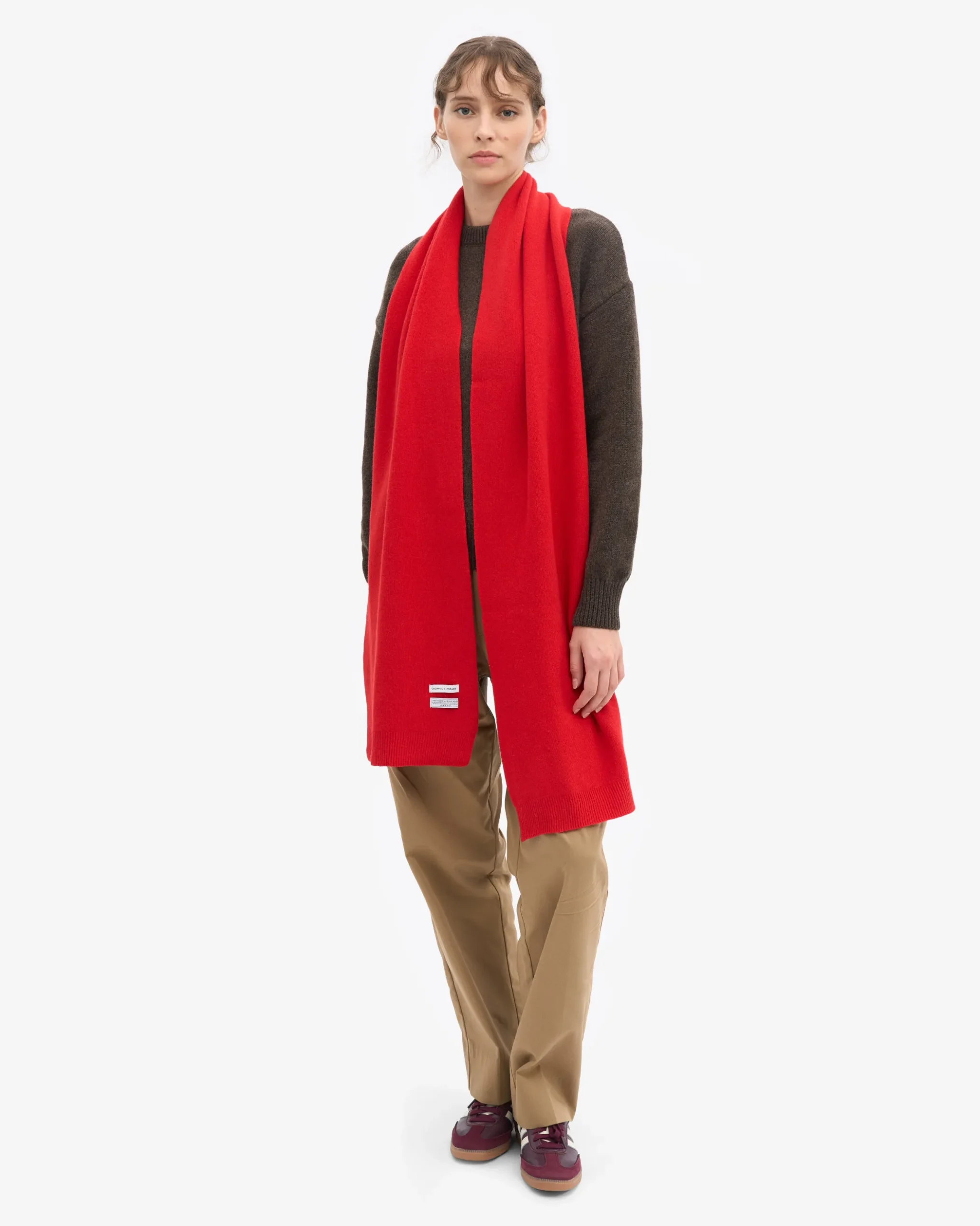 Merino Wool Scarf - Red Tangerine