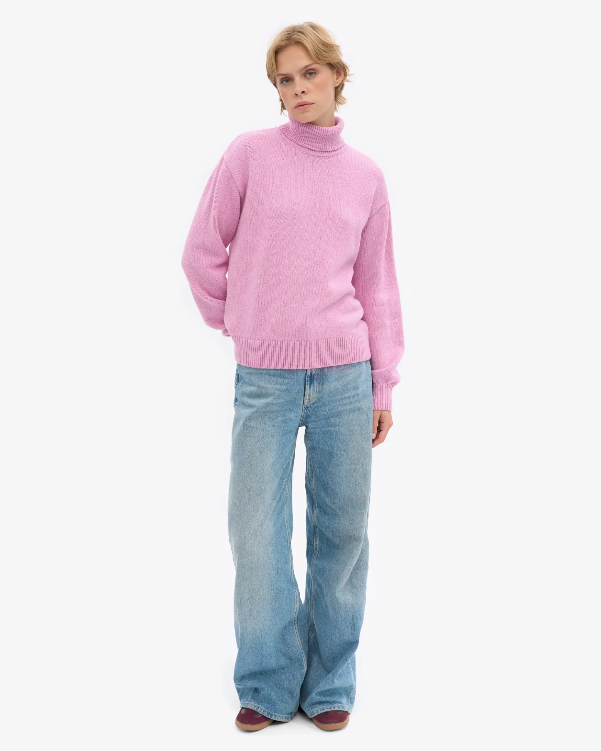 Merino Wool Turtleneck - Cherry Blossom