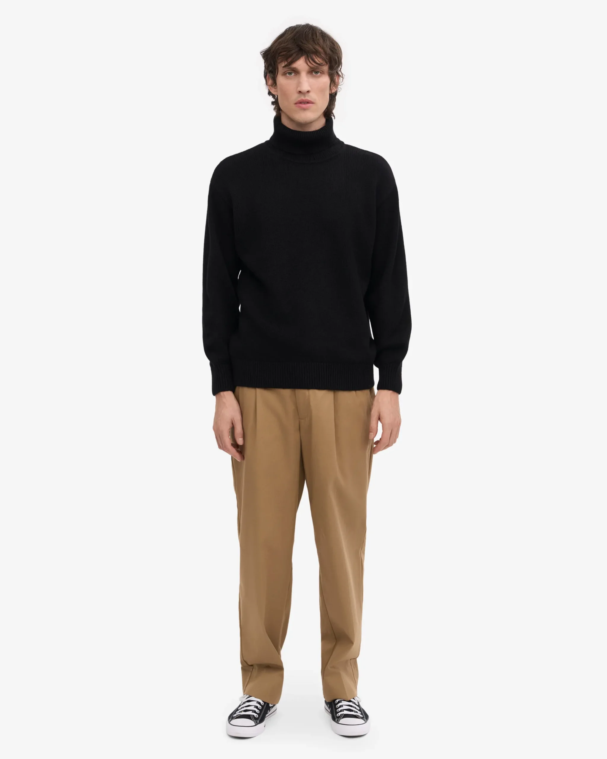 Merino Wool Turtleneck - Deep Black