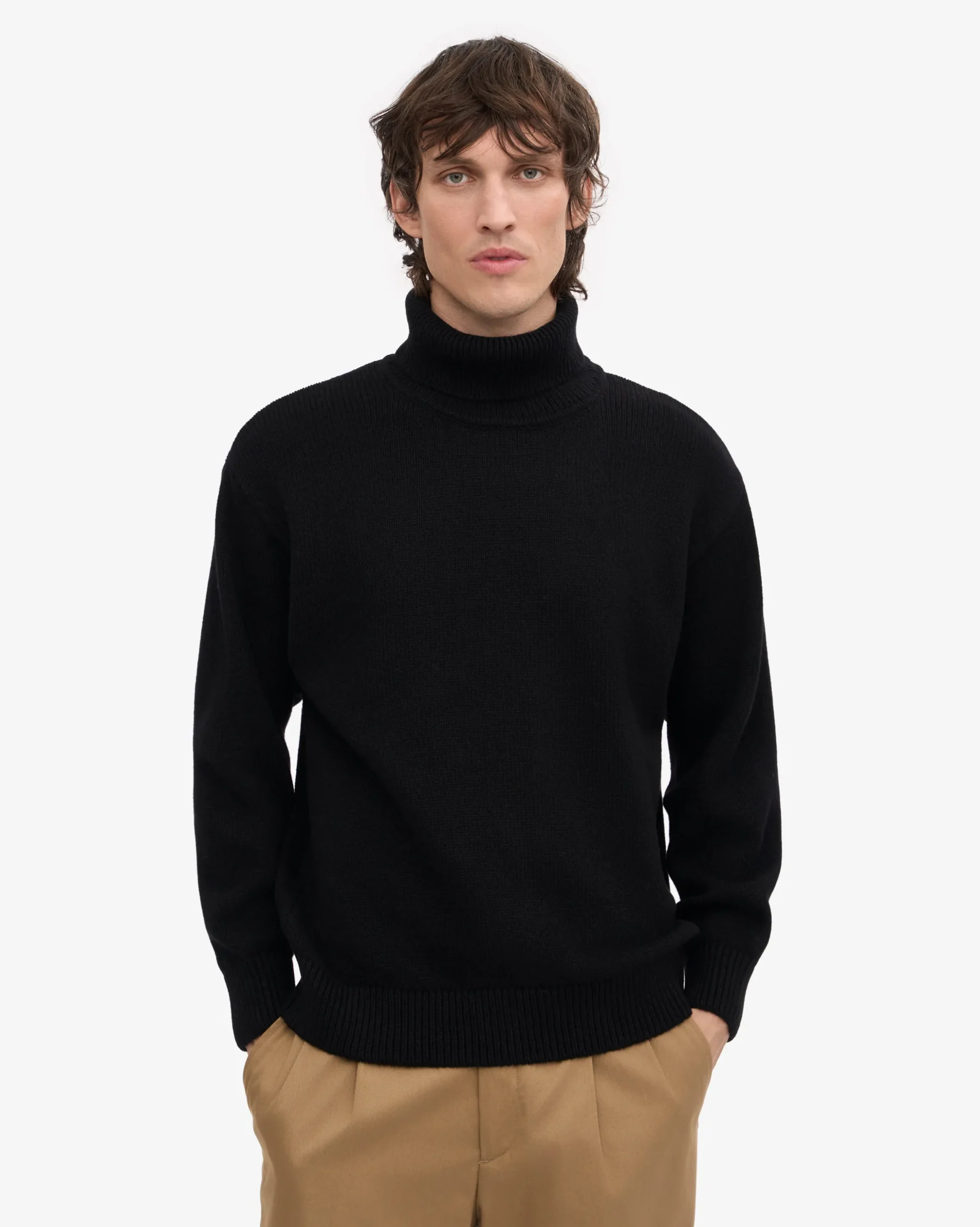 Merino Wool Turtleneck - Deep Black