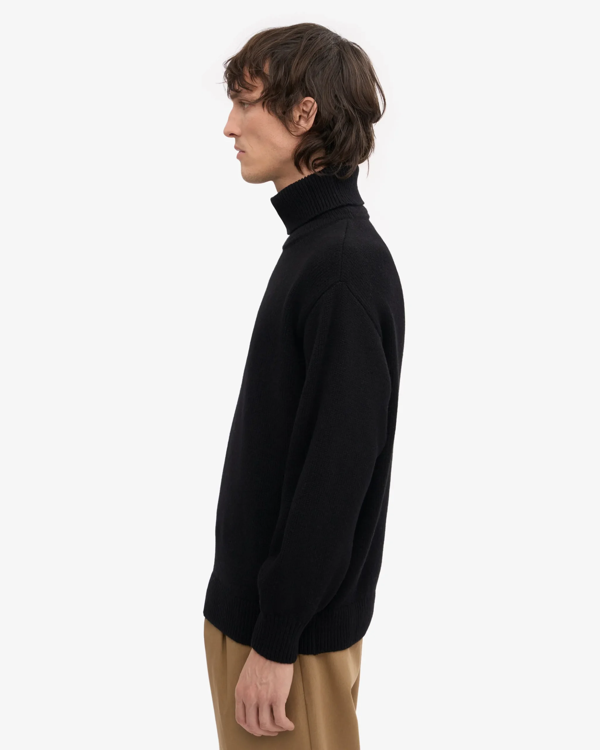 Merino Wool Turtleneck - Deep Black