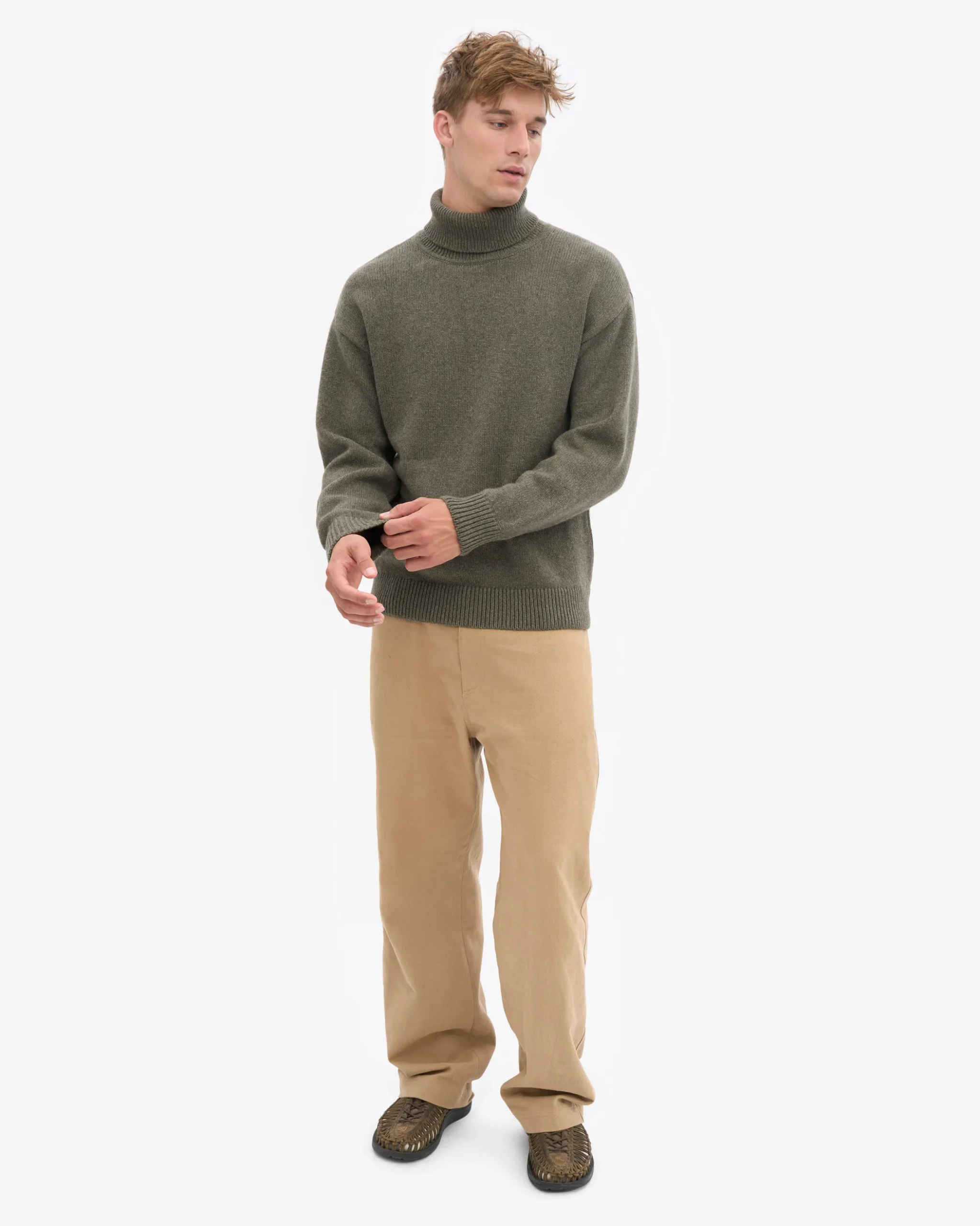 Merino Wool Turtleneck - Dusty Olive