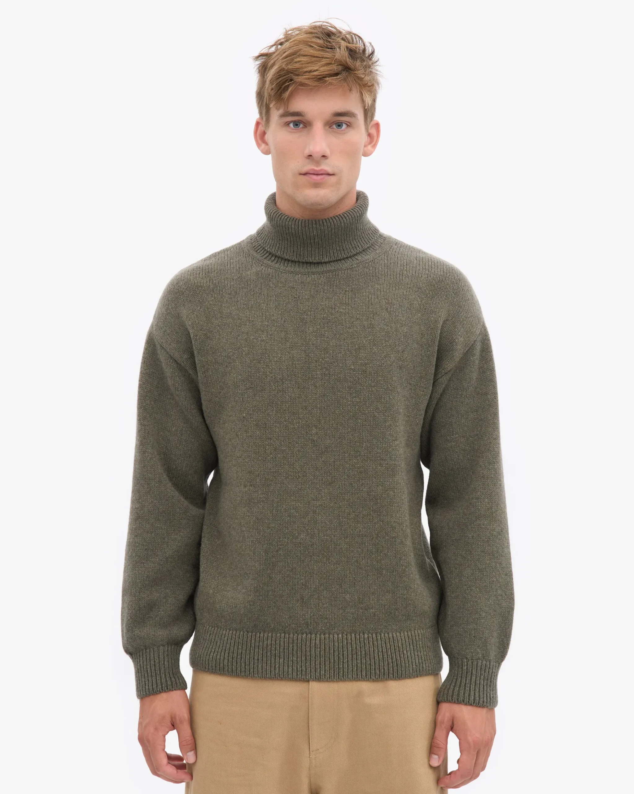 Merino Wool Turtleneck - Dusty Olive