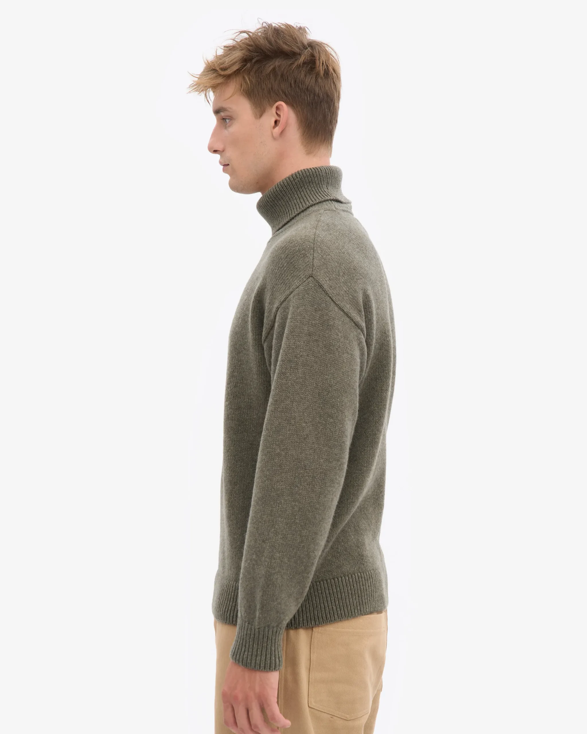 Merino Wool Turtleneck - Dusty Olive