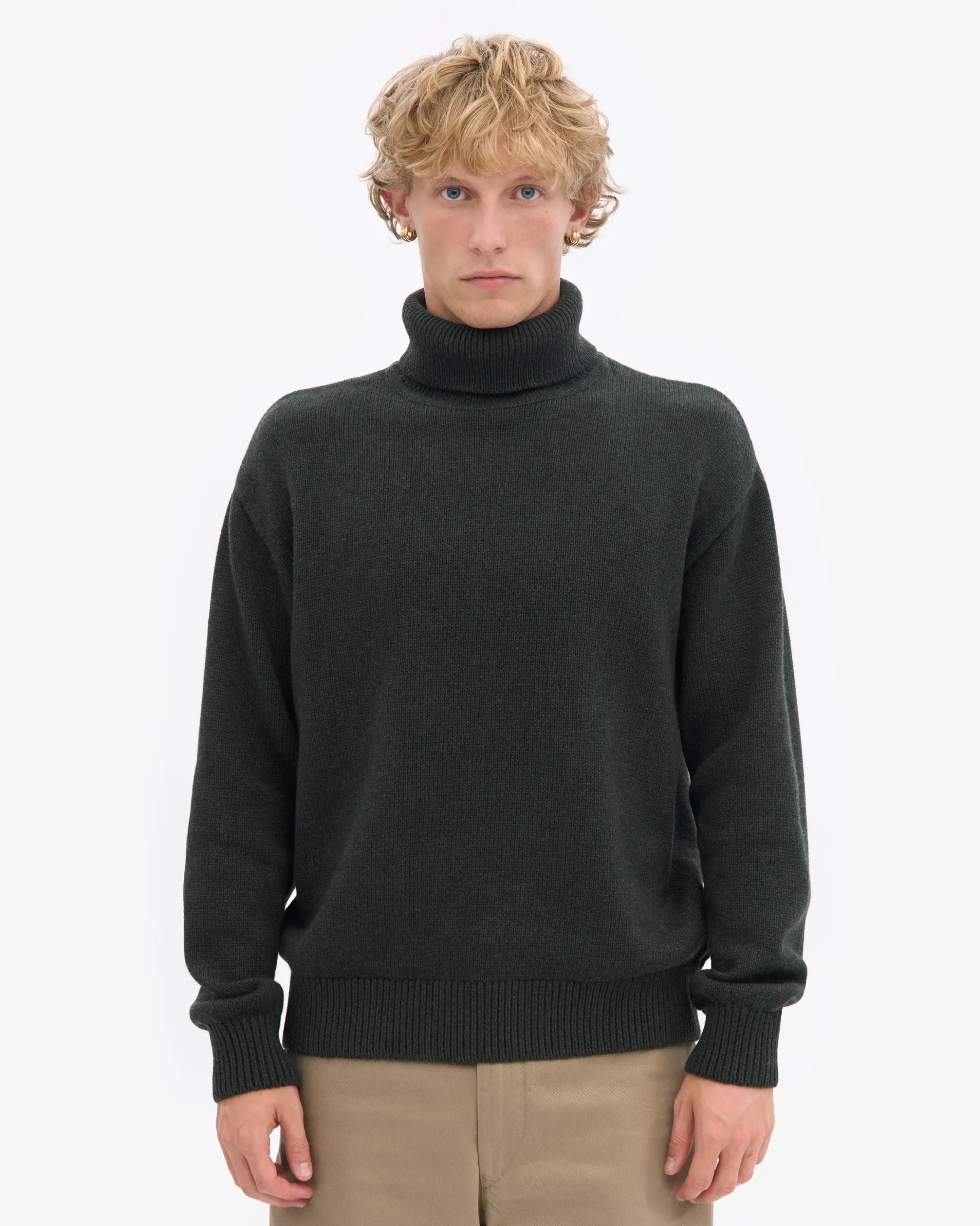 Merino Wool Turtleneck - Hunter Green