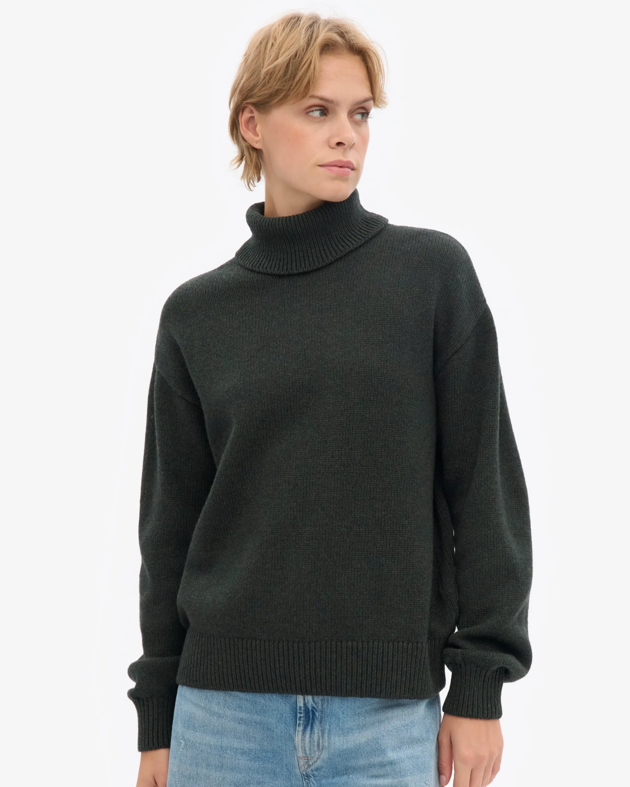 Merino Wool Turtleneck - Hunter Green