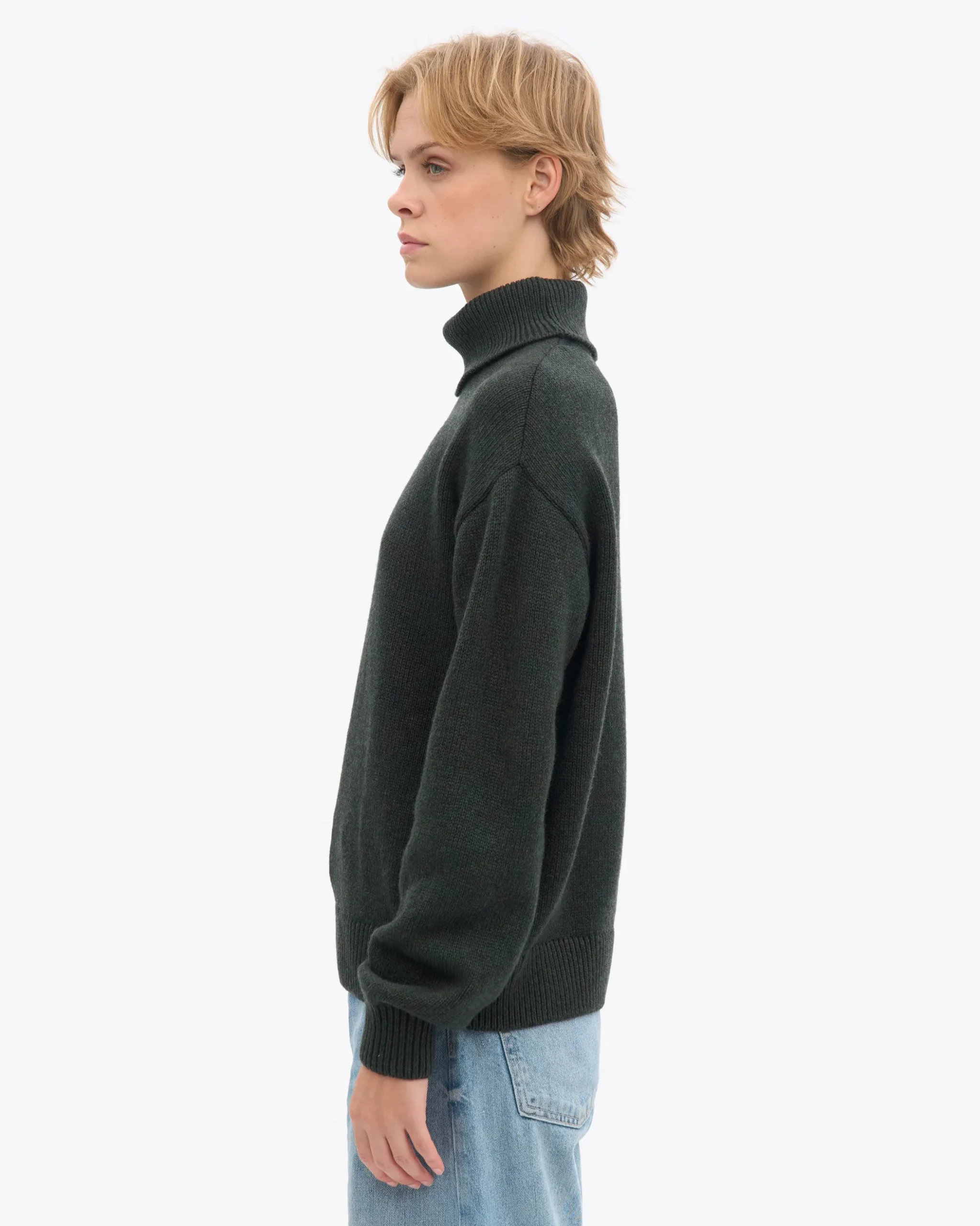 Merino Wool Turtleneck - Hunter Green
