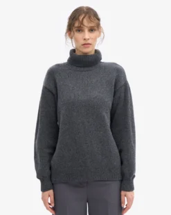 Merino Wool Turtleneck - Lava Grey