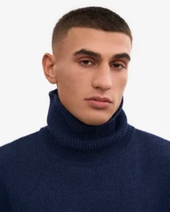 Merino Wool Turtleneck - Marine Blue