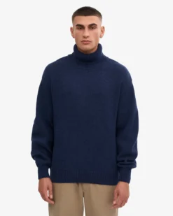 Merino Wool Turtleneck - Marine Blue