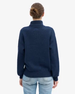 Merino Wool Turtleneck - Marine Blue