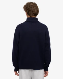 Merino Wool Turtleneck - Navy Blue