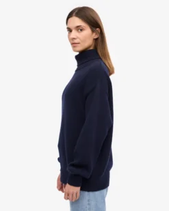 Merino Wool Turtleneck - Navy Blue
