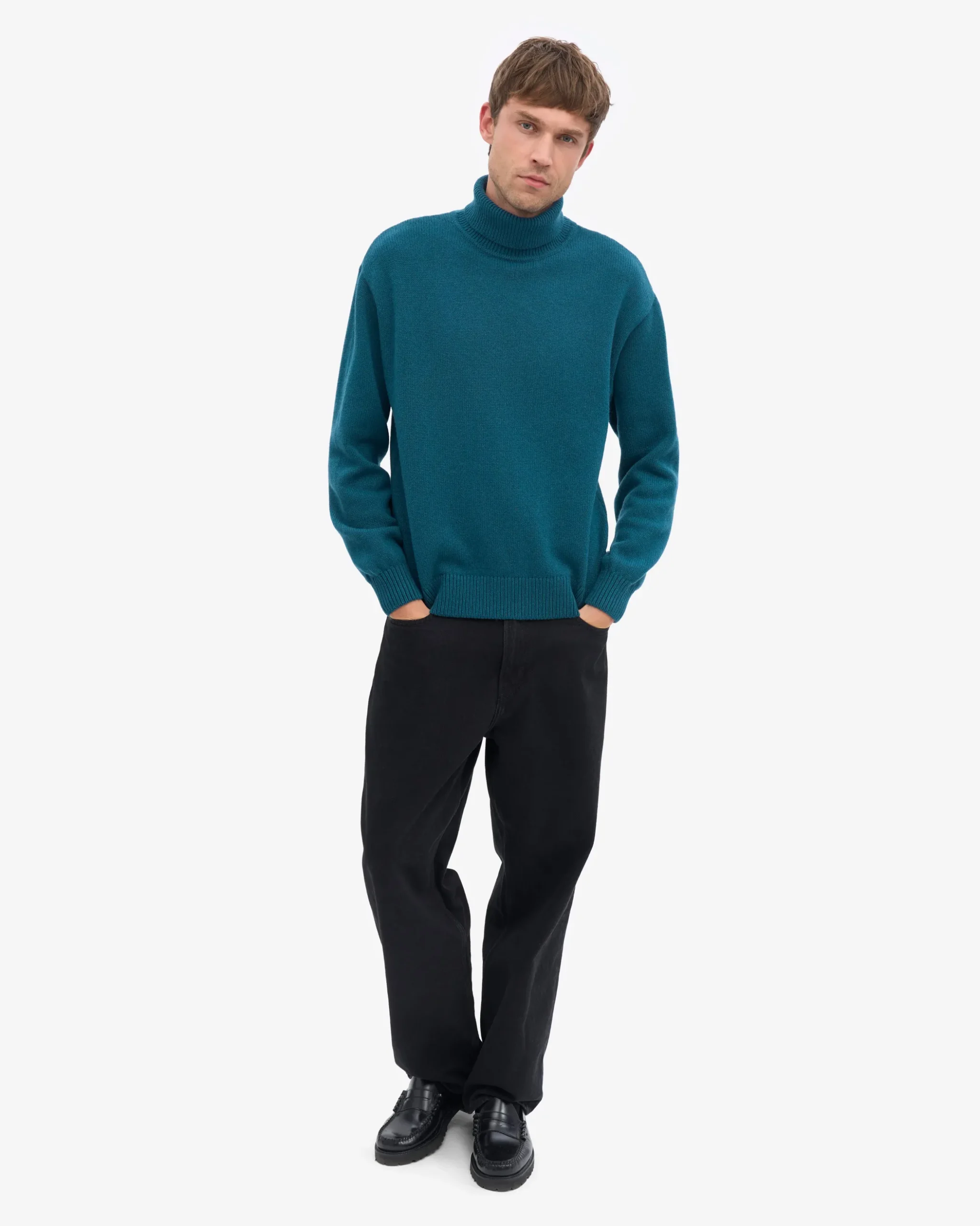 Merino Wool Turtleneck - Ocean Green
