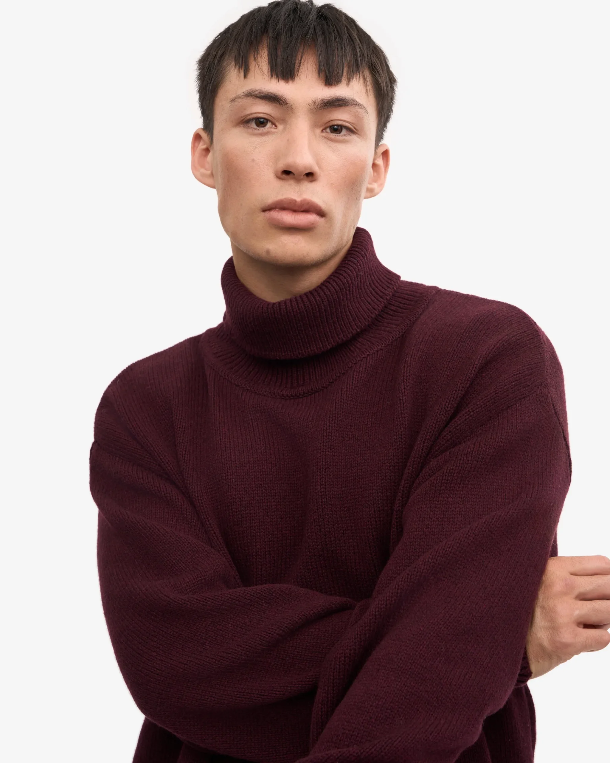 Merino Wool Turtleneck - Oxblood Red