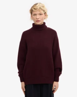 Merino Wool Turtleneck - Oxblood Red