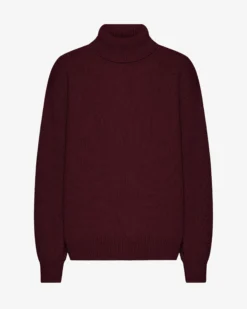 Merino Wool Turtleneck - Oxblood Red