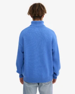 Merino Wool Turtleneck - Pacific Blue