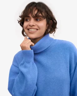 Merino Wool Turtleneck - Pacific Blue