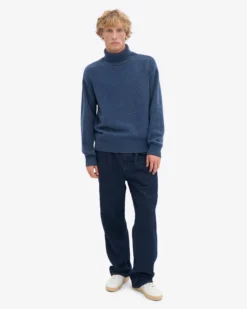 Merino Wool Turtleneck - Petrol Blue