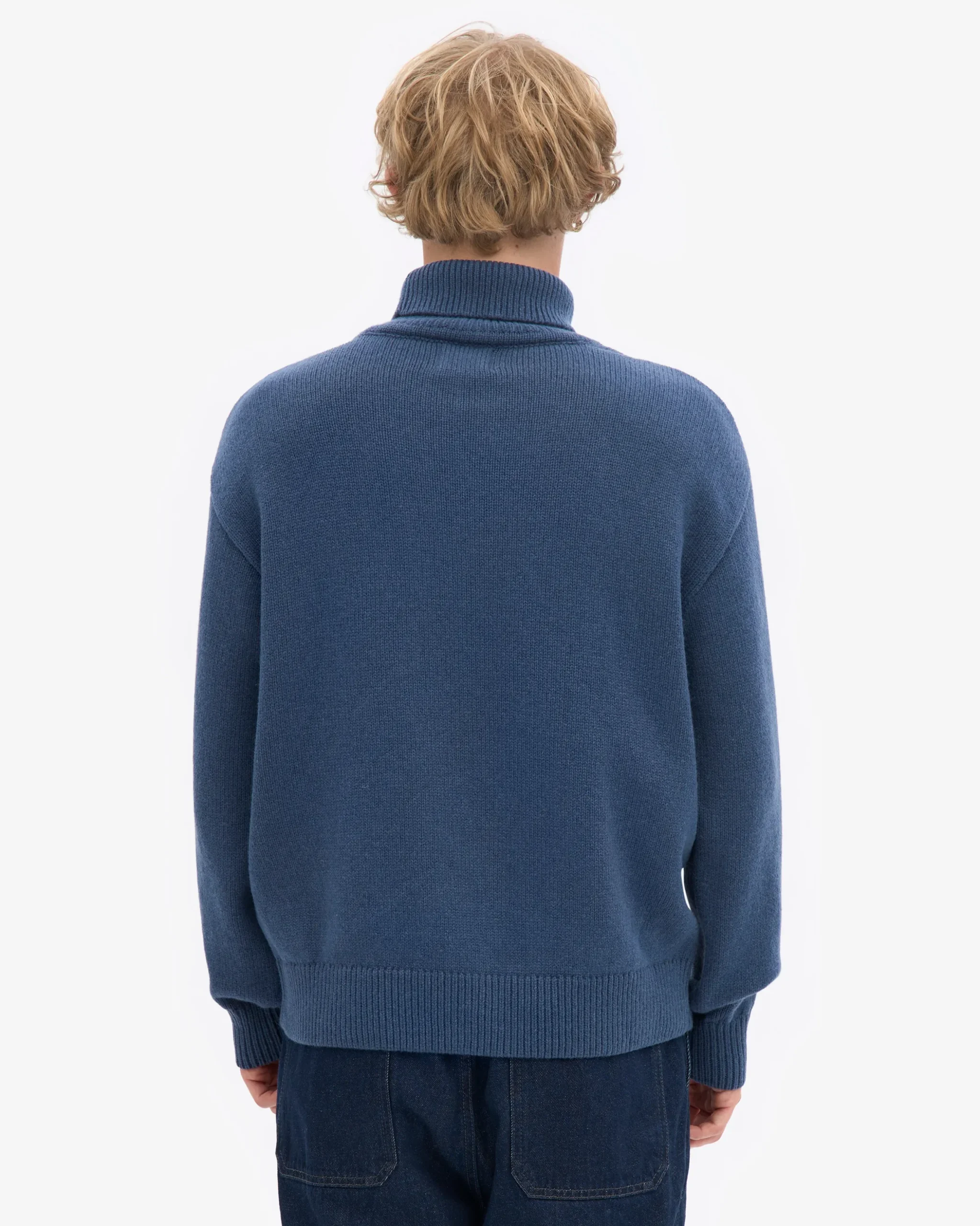 Merino Wool Turtleneck - Petrol Blue
