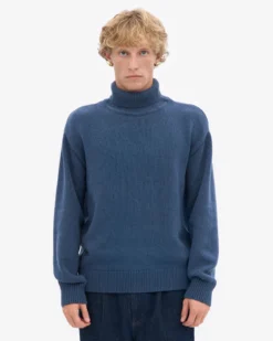 Merino Wool Turtleneck - Petrol Blue