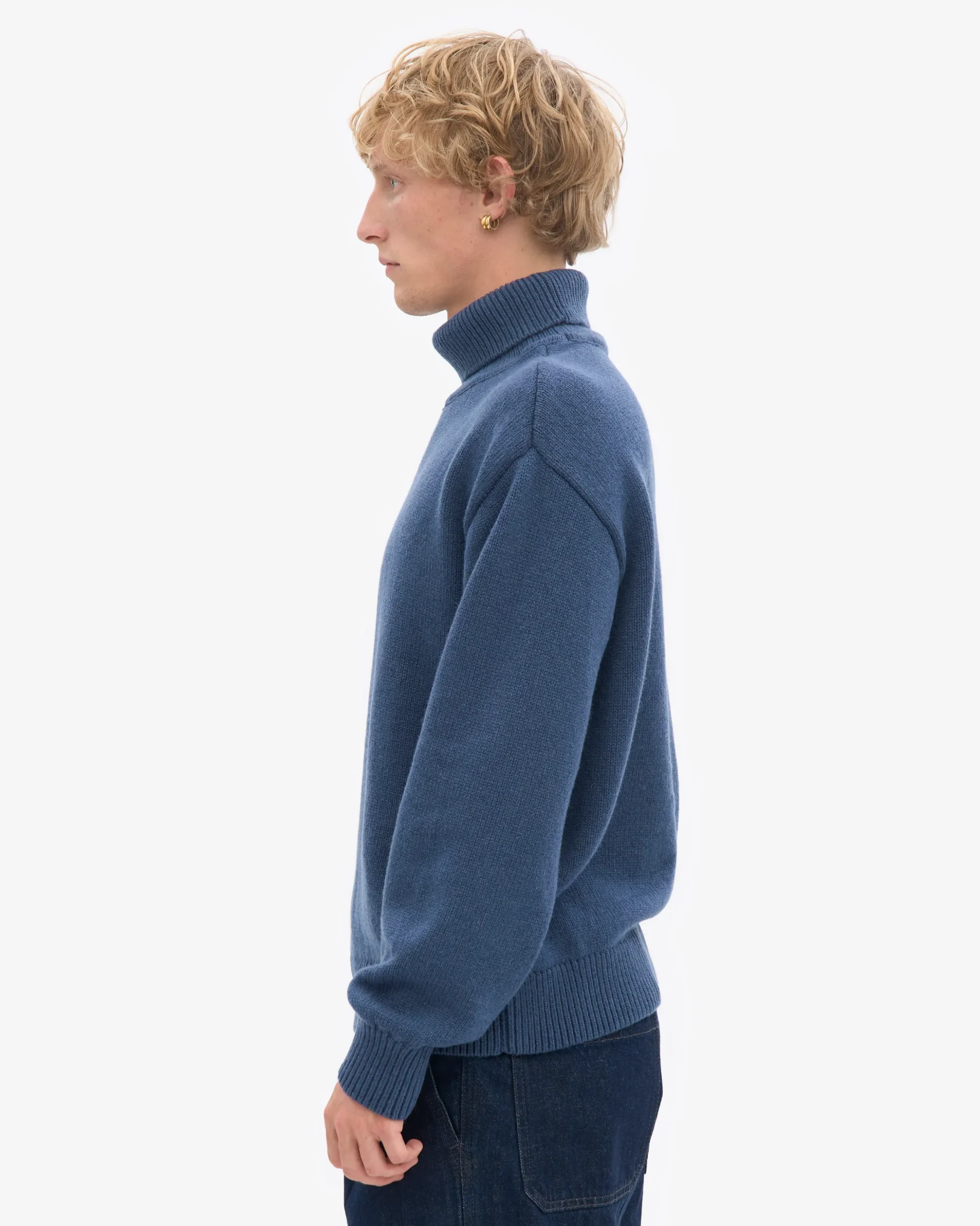 Merino Wool Turtleneck - Petrol Blue