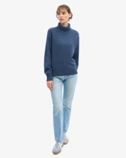 Merino Wool Turtleneck - Petrol Blue
