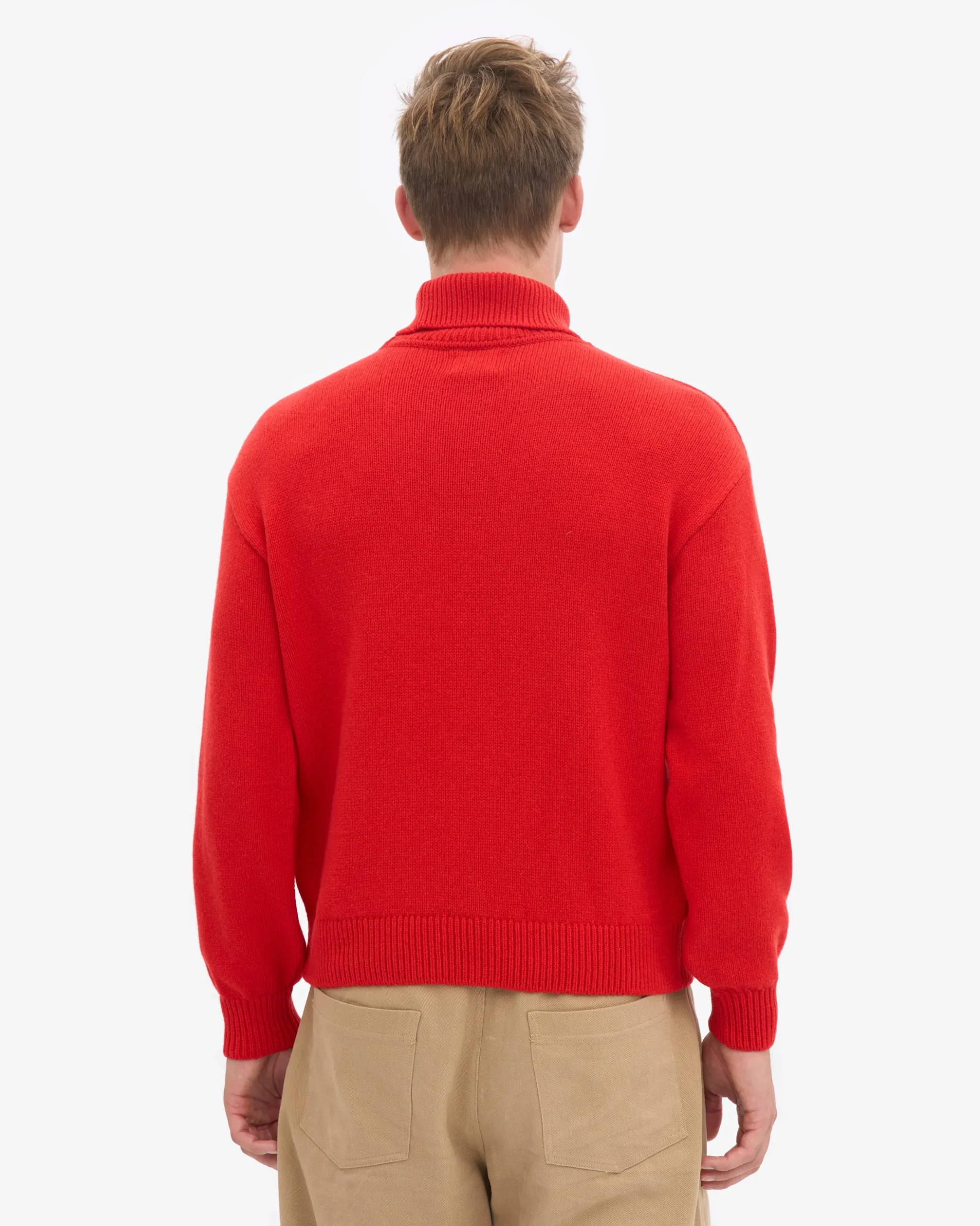 Merino Wool Turtleneck - Red Tangerine