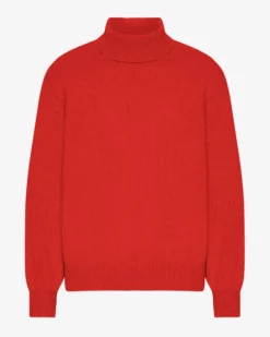 Merino Wool Turtleneck - Red Tangerine