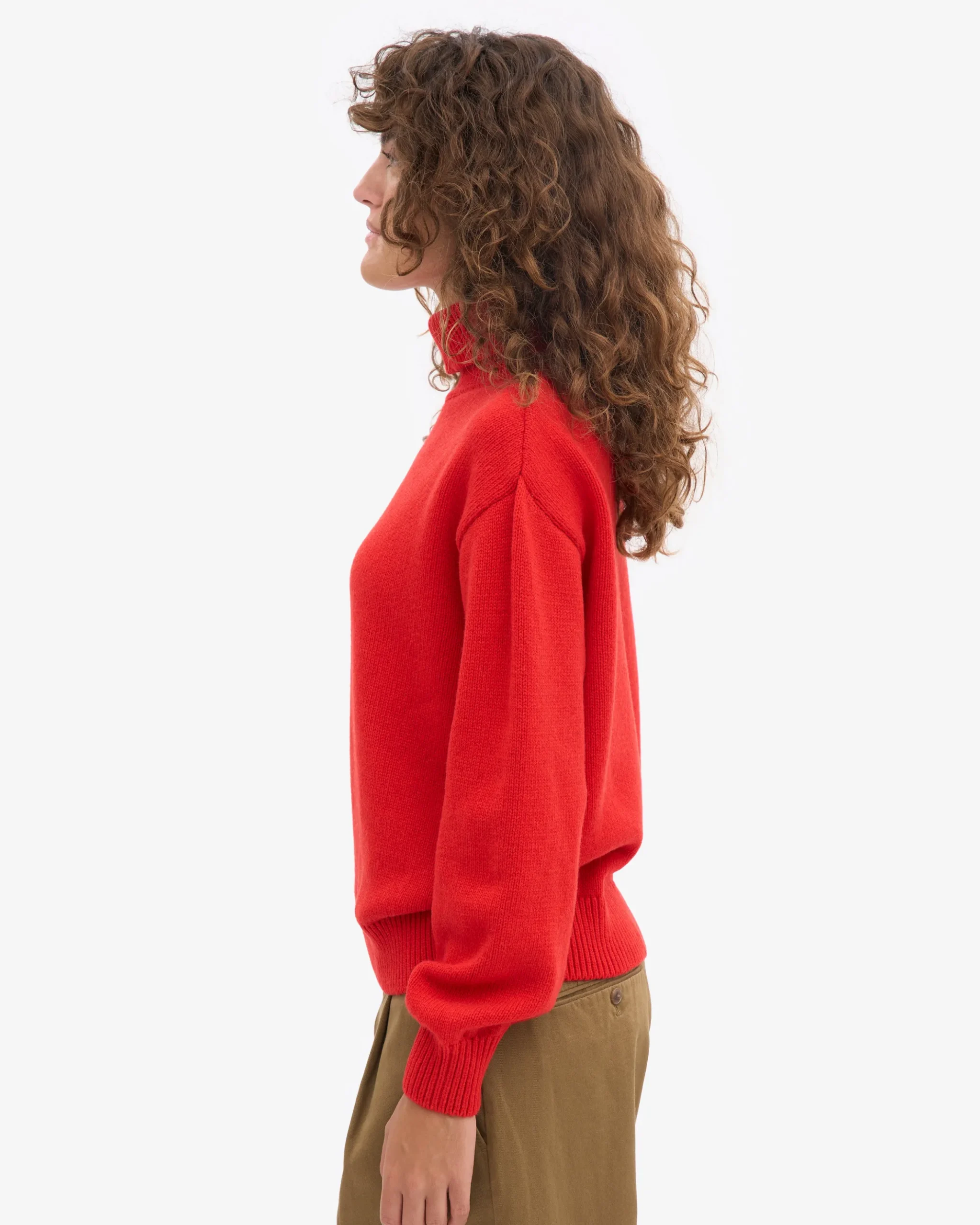 Merino Wool Turtleneck - Red Tangerine