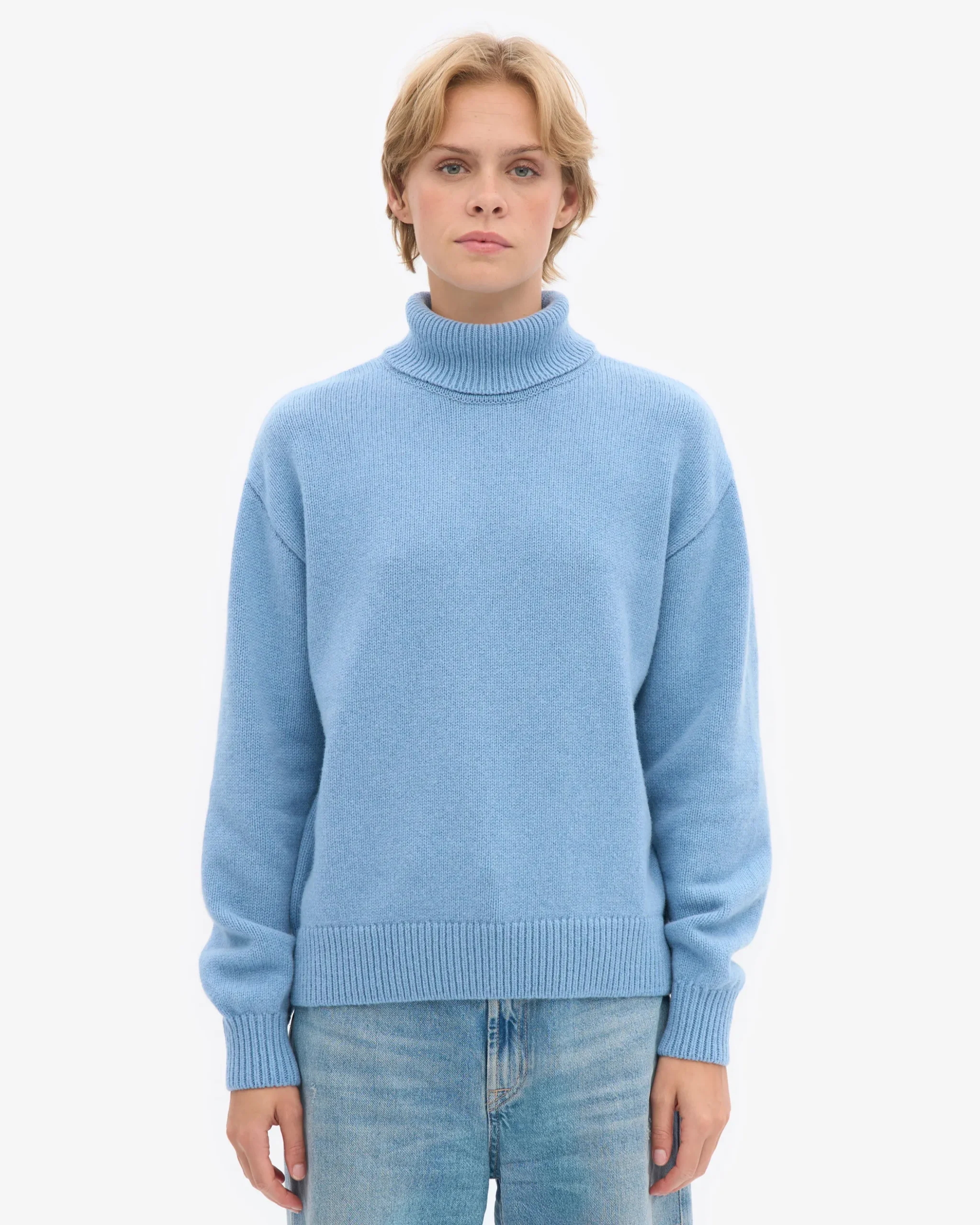 Merino Wool Turtleneck - Seaside Blue