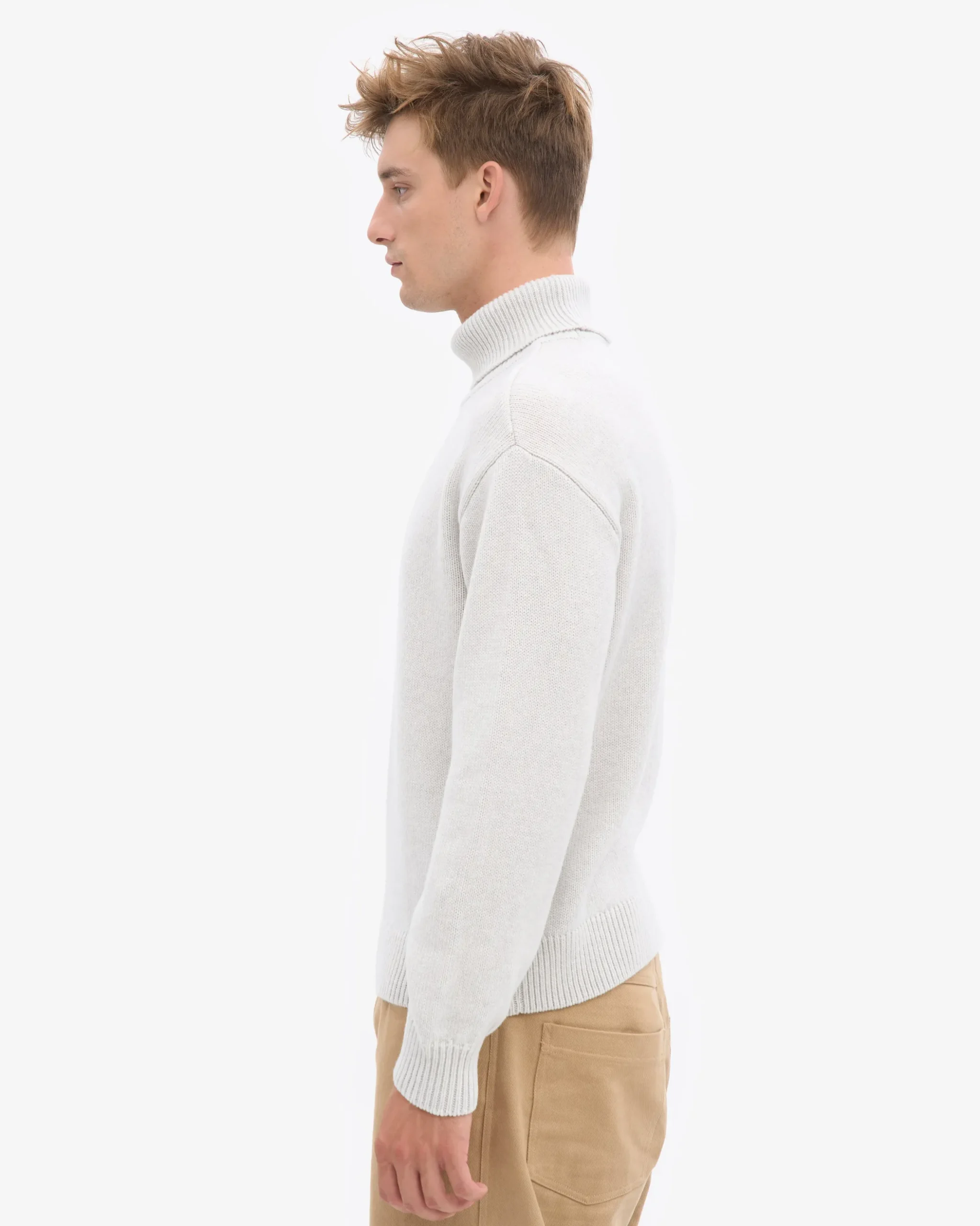 Merino Wool Turtleneck - Snow Melange