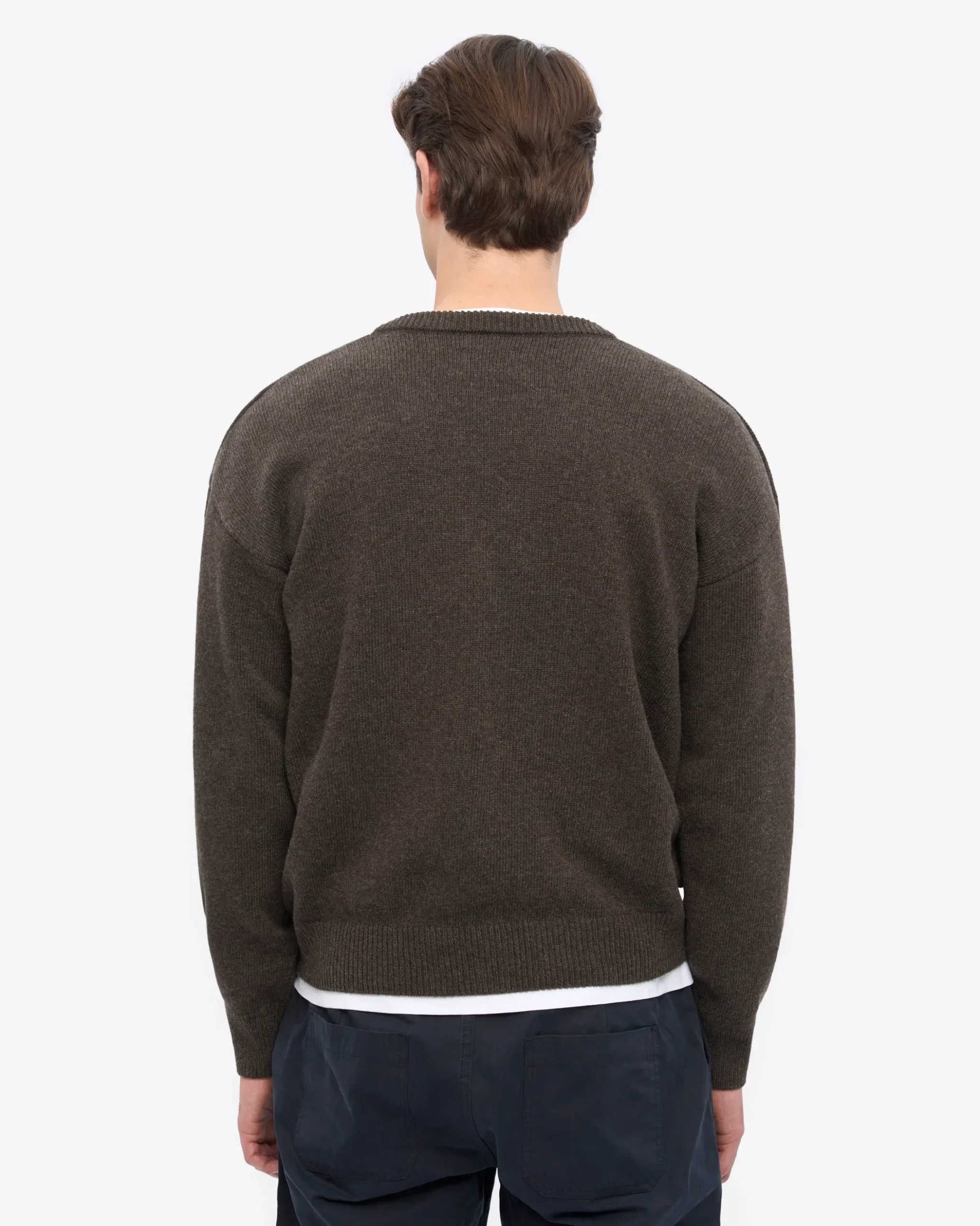 Merino Wool V-Neck Cardigan - Coffee Brown