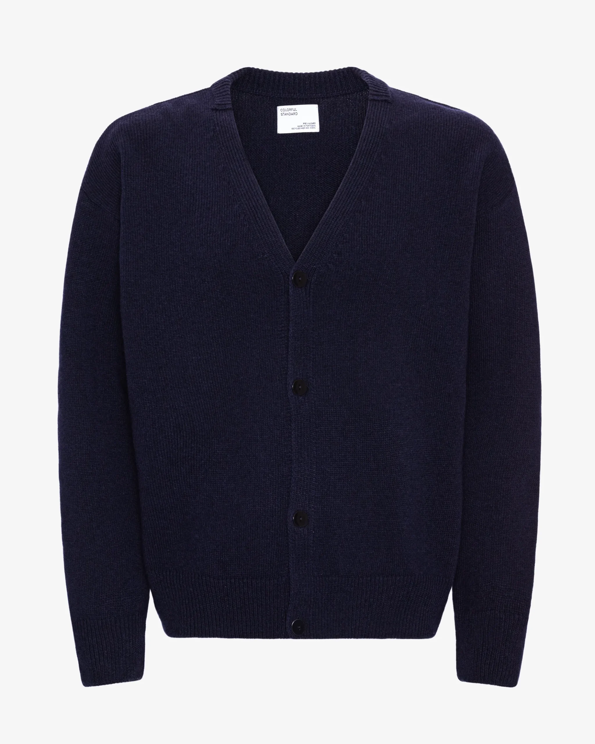 Merino Wool V-Neck Cardigan - Navy Blue