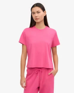 Organic Boxy Crop Tee - Bubblegum Pink