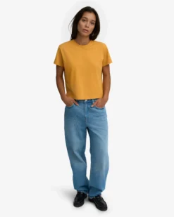 Organic Boxy Crop Tee - Burned Yellow