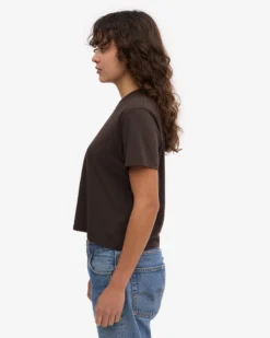 Organic Boxy Crop Tee - Coffee Brown