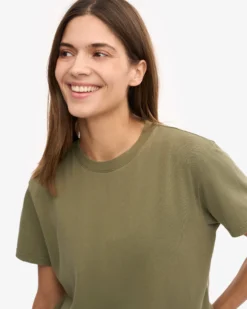 Organic Boxy Crop Tee - Dusty Olive