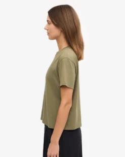 Organic Boxy Crop Tee - Dusty Olive
