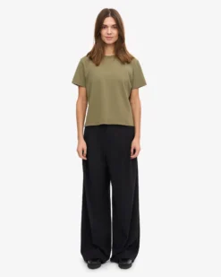 Organic Boxy Crop Tee - Dusty Olive