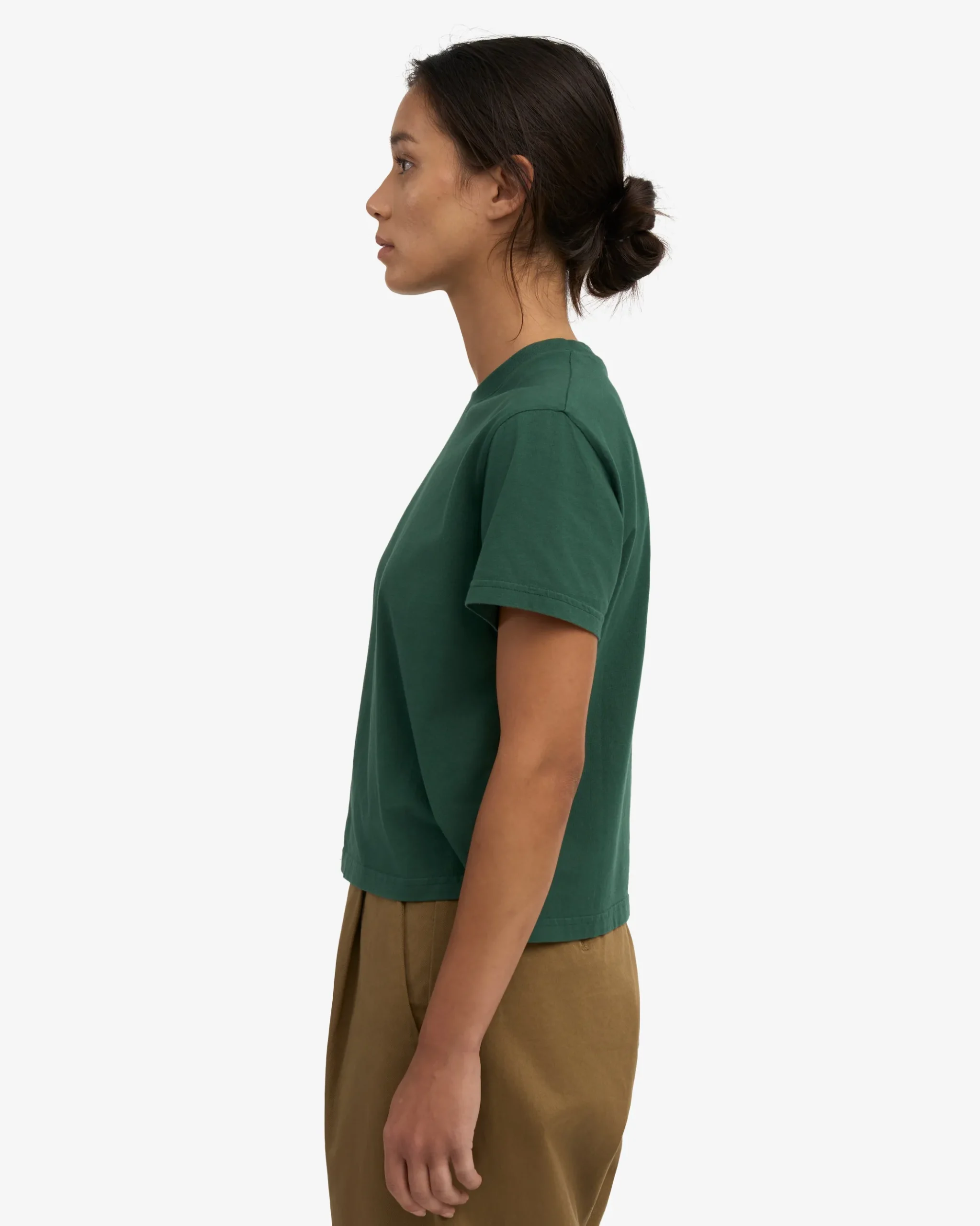 Organic Boxy Crop Tee - Emerald Green