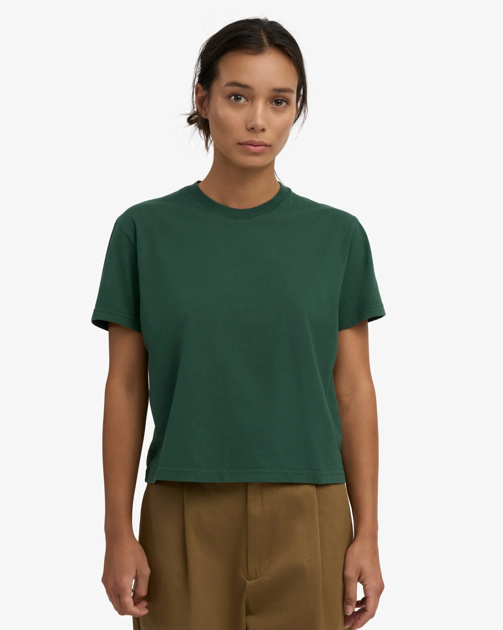 Organic Boxy Crop Tee - Emerald Green