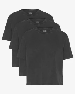 Organic Boxy Crop Tee - Faded Black (3-Pack)