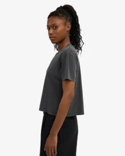 Organic Boxy Crop Tee - Faded Black (3-Pack)